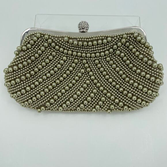 Vintage Inspired Beaded Clutch Purse With Rhinestone Clasp, Elegant, *READ* Prom - Picture 2 of 15